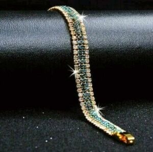 Emerald Green And White Crystal Tennis Bracelet